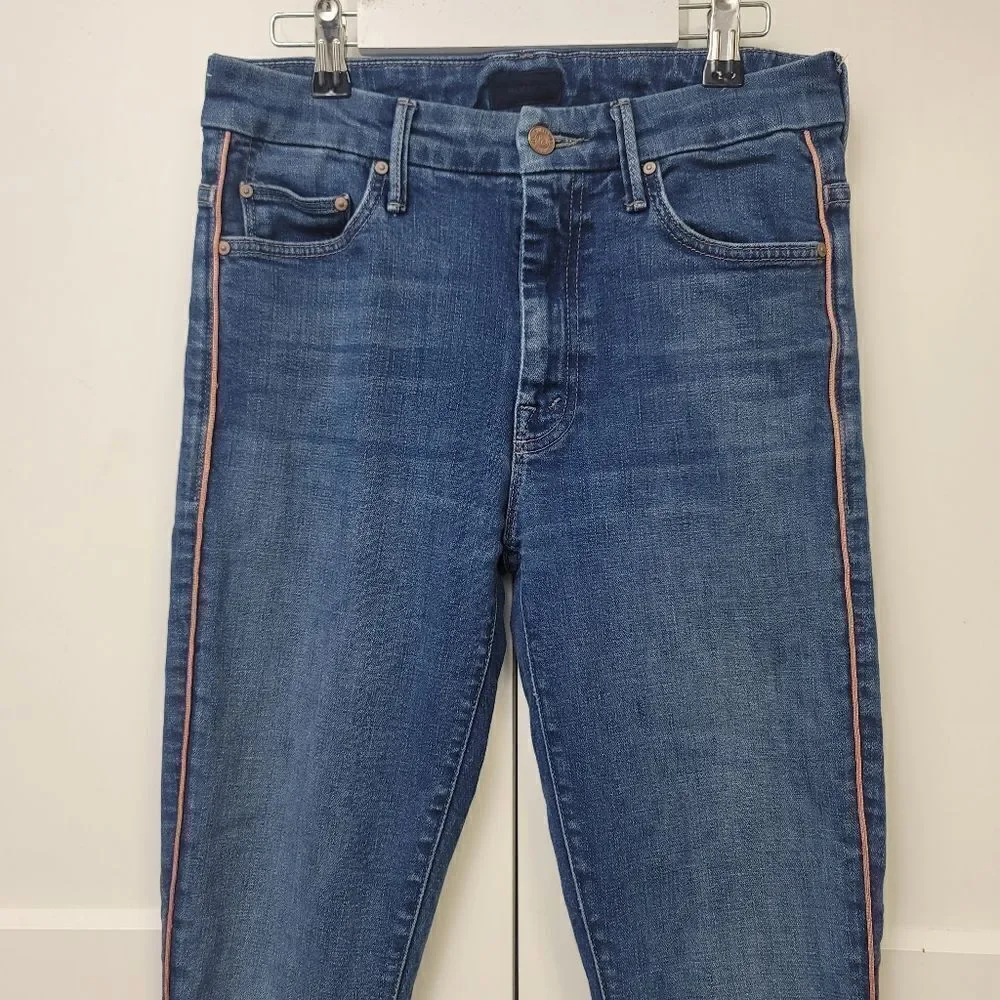 Mother looker high-rise piped skinny jeans in what I had before I had, size 27